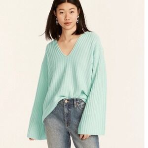 J.Crew Womens XS Iced Mint Green 100% Cashmere Ribbed Tunic Sweater NWOT